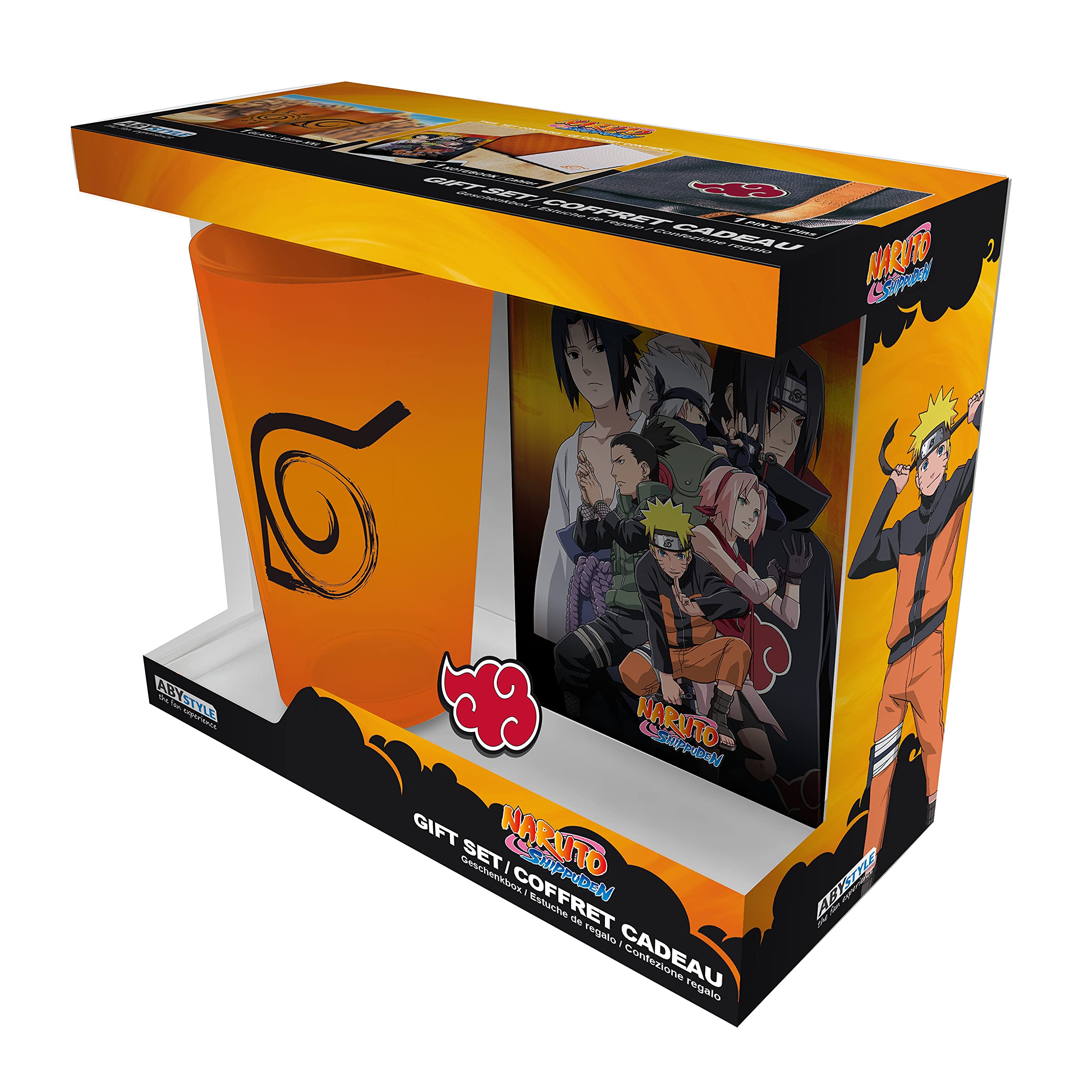 ABYstyle Naruto 400ml Glass & A6 Notebook & Pin Badge Gift Set