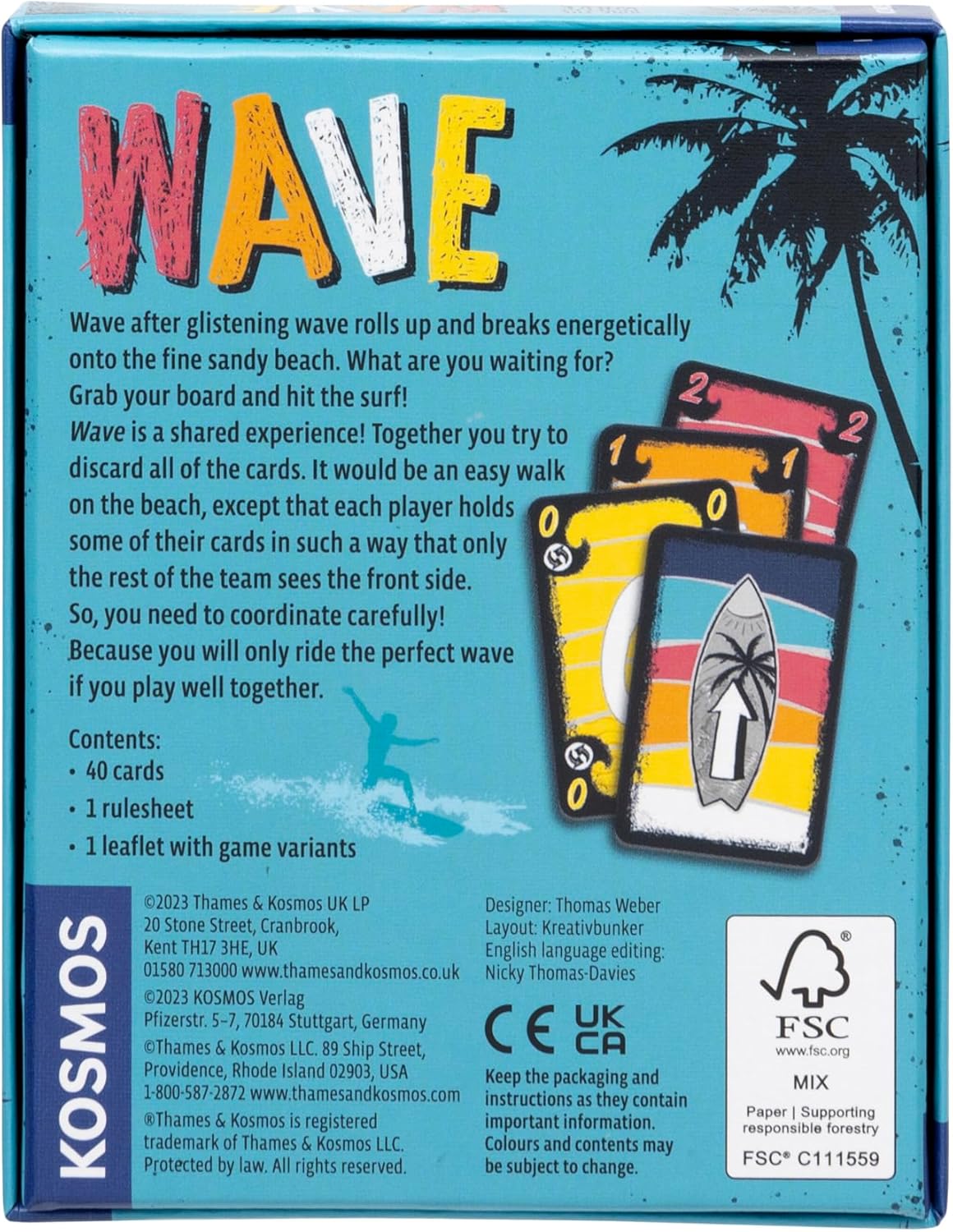 Thames & Kosmos WAVE, Cooperative Card Game, Exciting Card Games for Adults and Kids, Board Games for Game Night, For 2 to 4 Players, Age 10+
