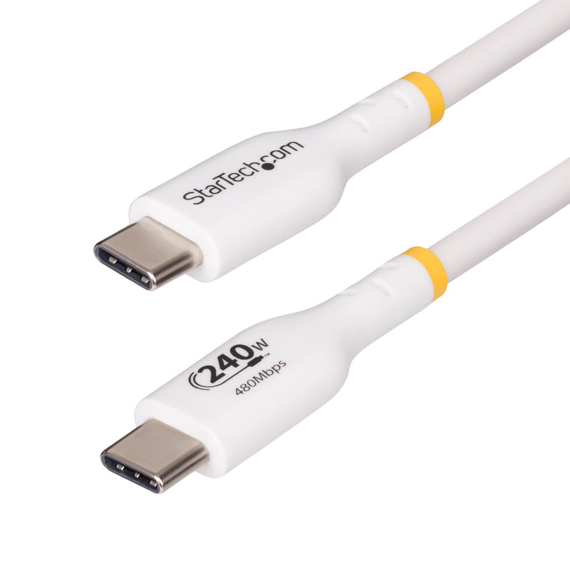 StarTech.com 3m White USB-C Charging Cable, USB-IF Certified USB C Cable, 240W PD, USB 2.0 Type-C Laptop Charger Cord, M/M