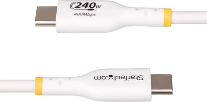 StarTech.com 4m White USB-C Charging Cable, USB-IF Certified USB C Cable, 240W PD, USB 2.0 Type-C Laptop Charger Cord, M/M