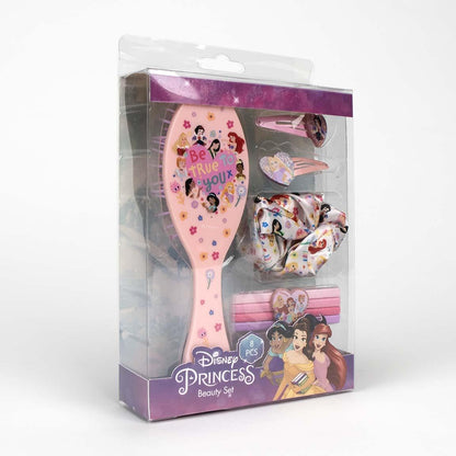 Las Princesas Beauty Set – Includes 1 Brush, 2 Hairpins, 4 Scrunchies and 1 Fabric Scrunchie – Multicoloured – Inspired by the Princesses – Original Product Designed in Spain