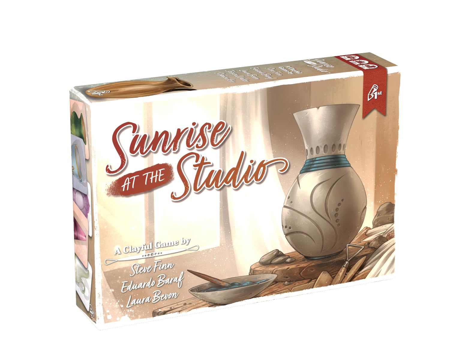 Pencil First Games: Sunrise at The Studio Ceramic Collection and Drafting Board Game, Small Cozy Box, Solitaire Mode, Ages 14, 1-4 Players, 20 Minutes