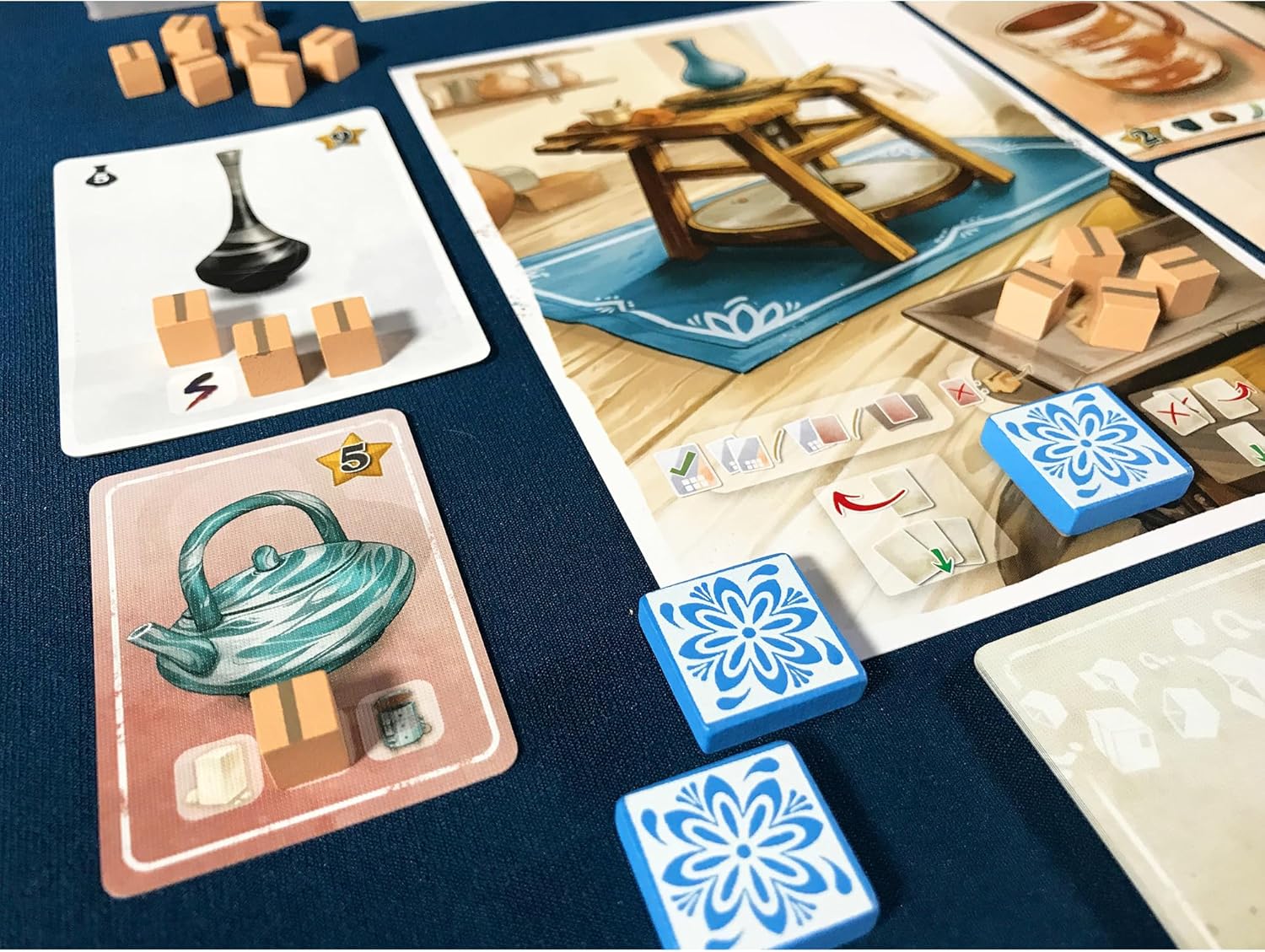 Pencil First Games: Sunrise at The Studio Ceramic Collection and Drafting Board Game, Small Cozy Box, Solitaire Mode, Ages 14, 1-4 Players, 20 Minutes