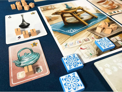 Pencil First Games: Sunrise at The Studio Ceramic Collection and Drafting Board Game, Small Cozy Box, Solitaire Mode, Ages 14, 1-4 Players, 20 Minutes