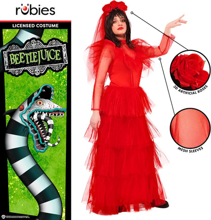 Rubies Official Beetlejuice Lydia Wedding Dress, Adult Costume, Womens Fancy Dress