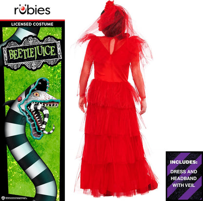 Rubies Official Beetlejuice Lydia Wedding Dress, Adult Costume, Womens Fancy Dress