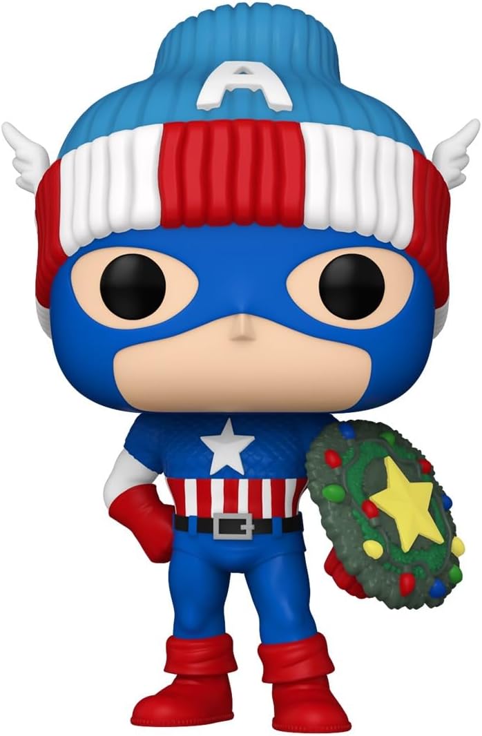 Funko Pop! Marvel: Holiday – Capt. Captain America - Marvel Comics - Collectable Vinyl Figure - Gift Idea - Official Merchandise - Toys for Kids & Adults - Comic Books Fans
