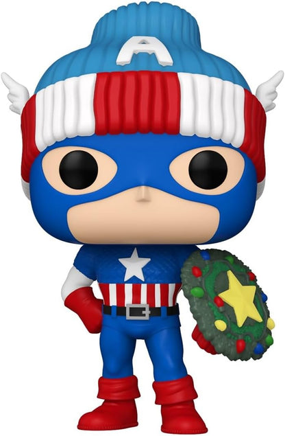 Funko Pop! Marvel: Holiday – Capt. Captain America - Marvel Comics - Collectable Vinyl Figure - Gift Idea - Official Merchandise - Toys for Kids & Adults - Comic Books Fans