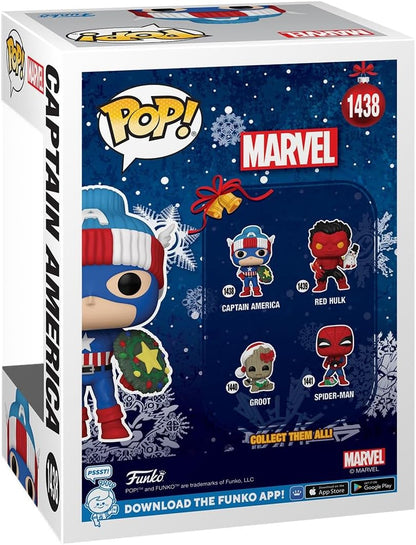 Funko Pop! Marvel: Holiday – Capt. Captain America - Marvel Comics - Collectable Vinyl Figure - Gift Idea - Official Merchandise - Toys for Kids & Adults - Comic Books Fans
