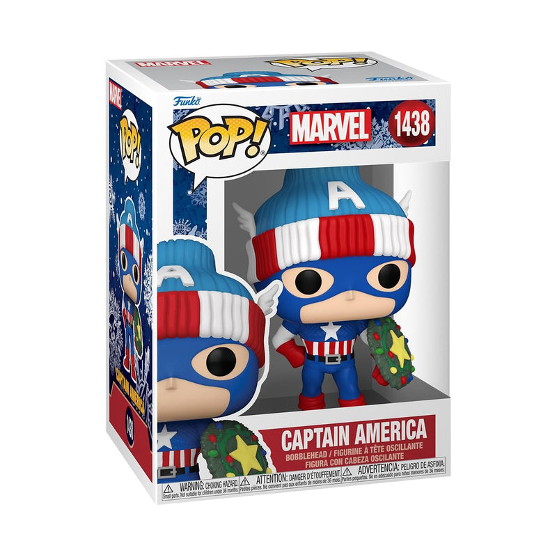 Funko Pop! Marvel: Holiday – Capt. Captain America - Marvel Comics - Collectable Vinyl Figure - Gift Idea - Official Merchandise - Toys for Kids & Adults - Comic Books Fans