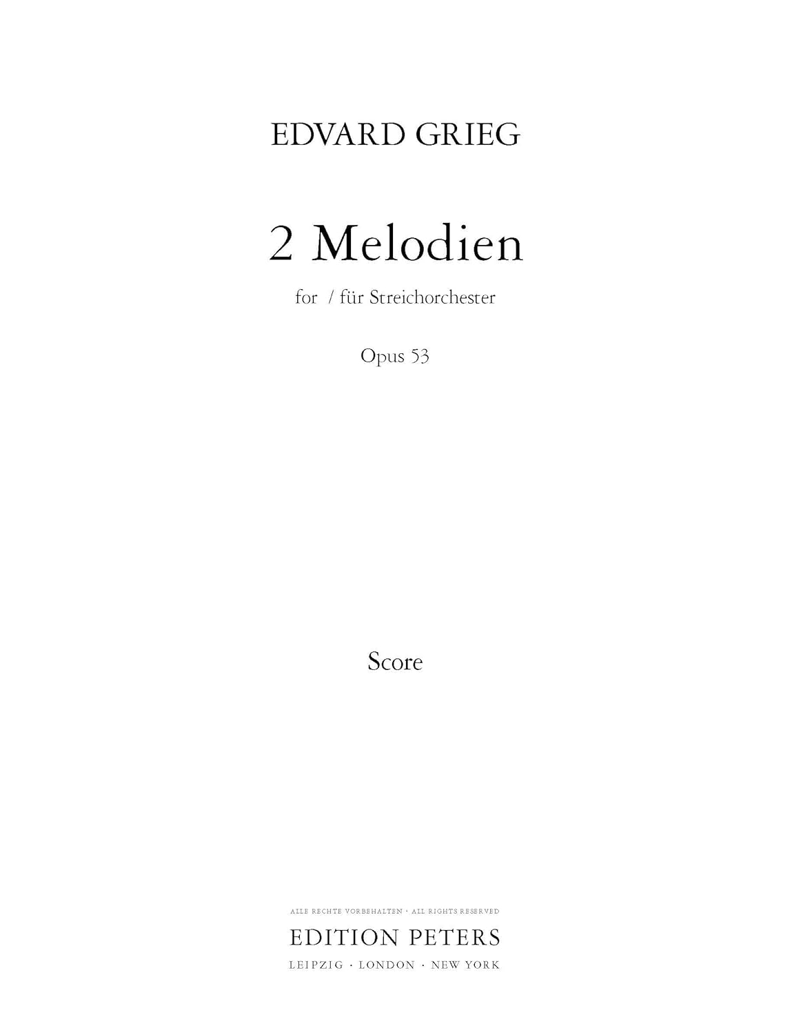Two Melodies Op 53 Score & Parts