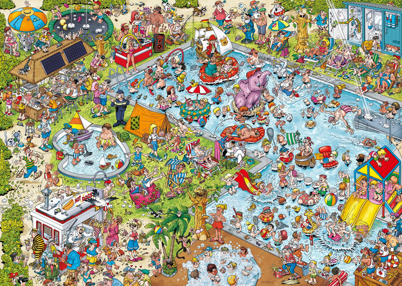 Ravensburger Puzzle 12001164 - Ray Nicholson: Der Pool - 1000 Teile Comic-Puzzle, humorvoll und detailreich illustriert, für Puzzlefans ab 14 Jahren