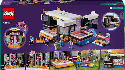 LEGO Friends Pop Star Music Tour Bus Toy for 8 Plus Year Old Girls, Boys and Kids, Vehicle Building Kit with 4 Mini-Doll Characters for Musical Adventures, Gift Idea 42619