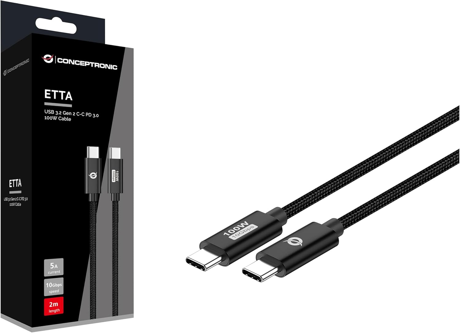 Conceptronic Cable USB-C 3.0 -> C M/M 2.00 m 5A 10Gbps black