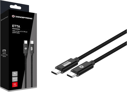 Conceptronic Cable USB-C 3.0 -> C M/M 2.00 m 5A 10Gbps black