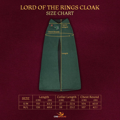 Cinereplicas Lord of the Rings Hobbit Cape and Lorien Leaf Brooch Included, Size M/L, Officially Licensed