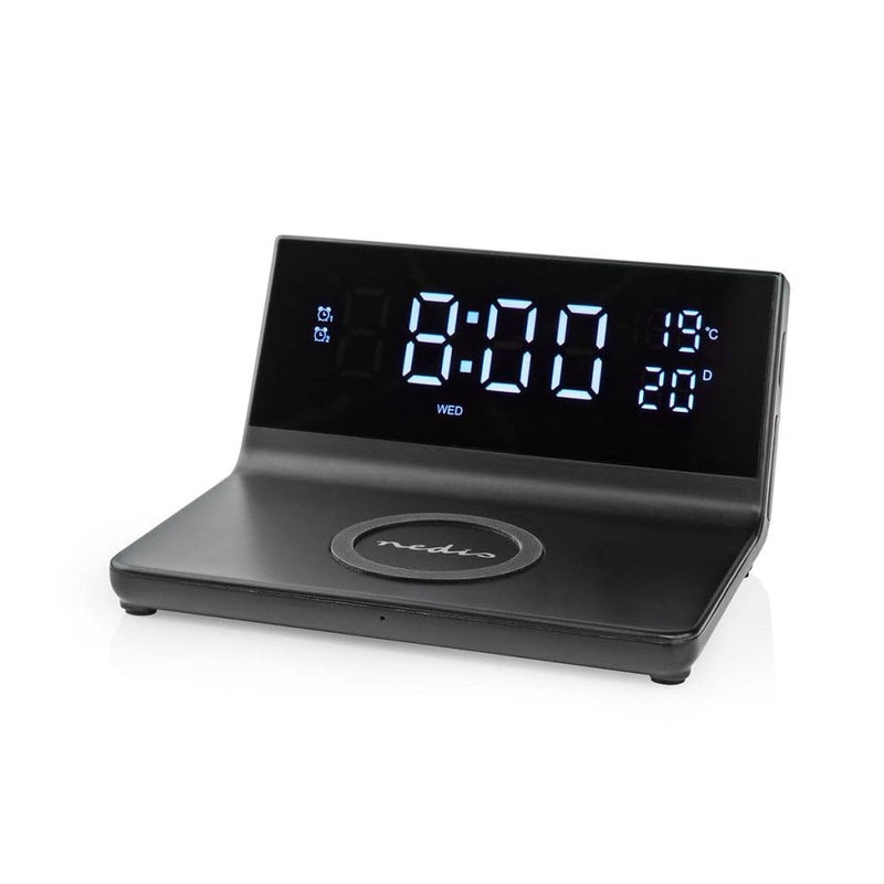 Nedis Wecker Kabelloses Ladegreät Qi zertifiziert | Schwarz 5/7.5/10 / 15 W | USB-A Stecker | 2 Alarmzeiten | Snooz