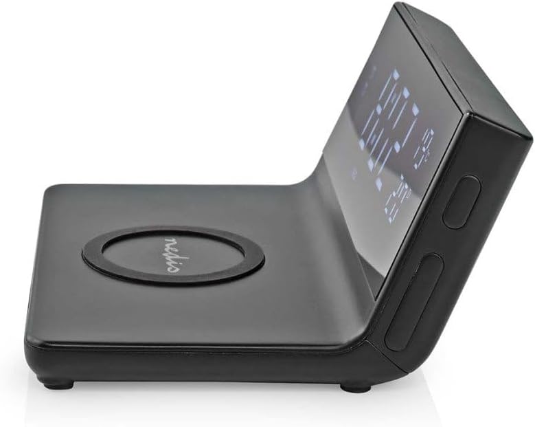 Nedis Wecker Kabelloses Ladegreät Qi zertifiziert | Schwarz 5/7.5/10 / 15 W | USB-A Stecker | 2 Alarmzeiten | Snooz