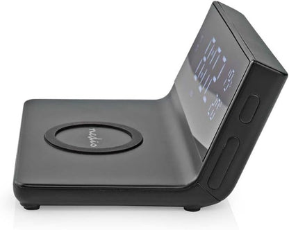 Nedis Wecker Kabelloses Ladegreät Qi zertifiziert | Schwarz 5/7.5/10 / 15 W | USB-A Stecker | 2 Alarmzeiten | Snooz