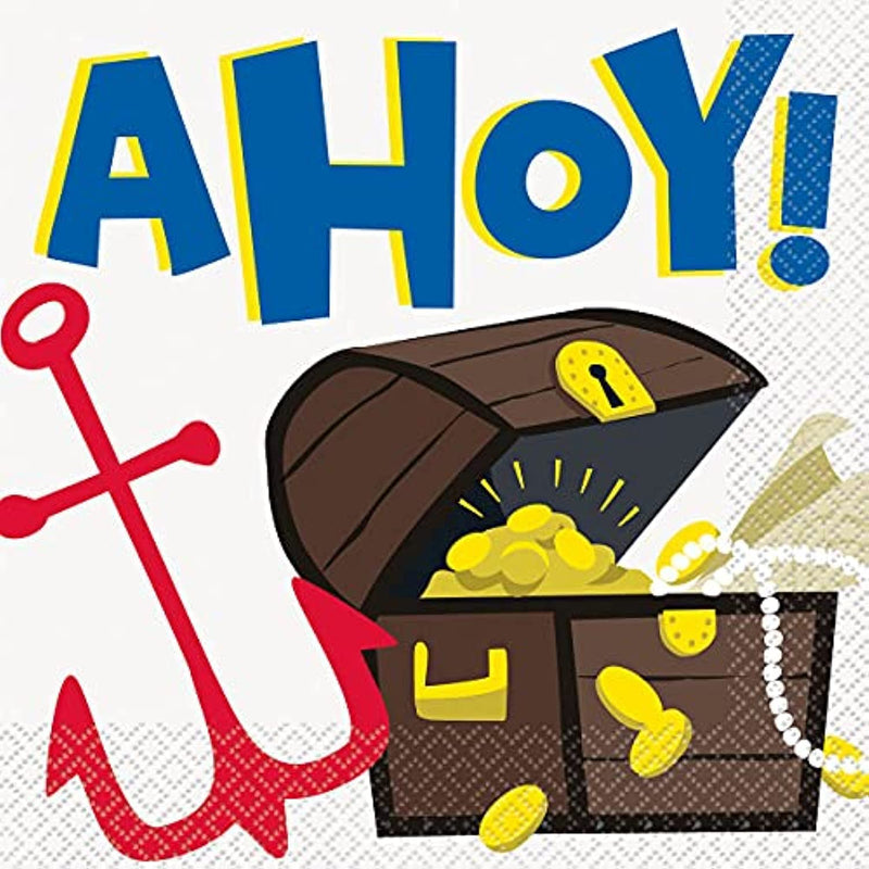 Unique Party- Pirate Party Luncheon Napkins | 16 PCS. Tovaglioli per Feste pz, Multicolore, 78412
