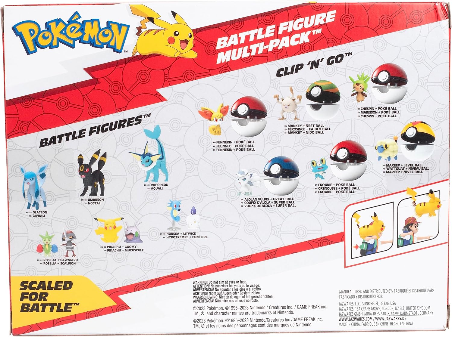 Pokémon Battle bereit! Figure Set Spielzeug, 6 Stücke - Inklusive 4.5" Ash & Launching Pikachu, 2" Charmander, 2" Rowlet, 2" Piplup, 2" Zorua - Officially Lizenz - Geschenk für Kinder, Jungen &