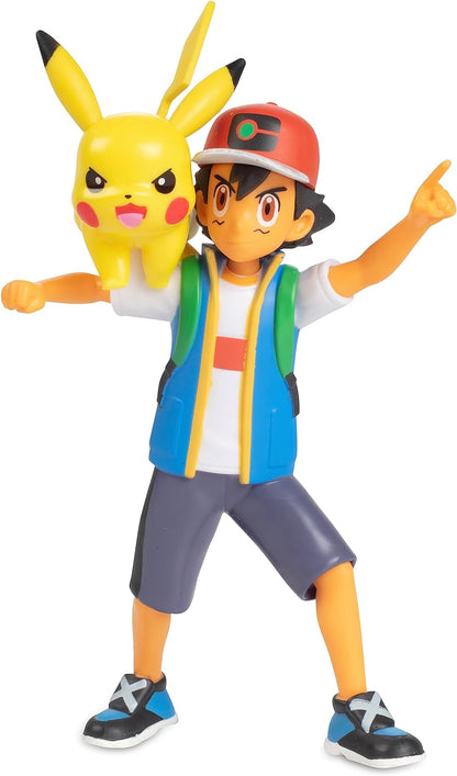 Pokémon Battle bereit! Figure Set Spielzeug, 6 Stücke - Inklusive 4.5" Ash & Launching Pikachu, 2" Charmander, 2" Rowlet, 2" Piplup, 2" Zorua - Officially Lizenz - Geschenk für Kinder, Jungen &