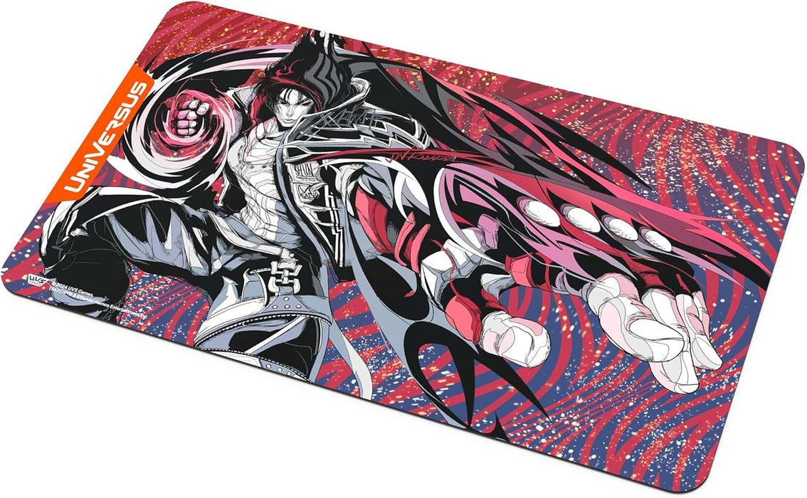 UniVersus: Tekken 8: Jin Playmat - Alfombrilla de neopreno de 24 x 14, respaldo de goma, accesorio para juegos de cartas de mesa, juegos UVS, licencia