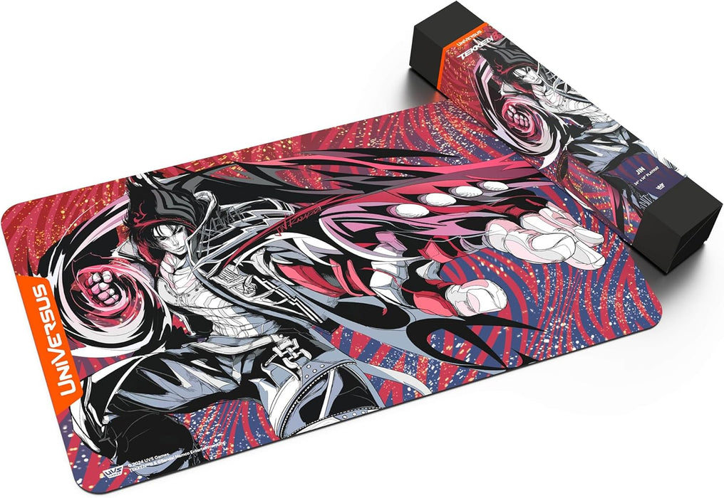 UniVersus: Tekken 8: Jin Playmat - Alfombrilla de neopreno de 24 x 14, respaldo de goma, accesorio para juegos de cartas de mesa, juegos UVS, licencia