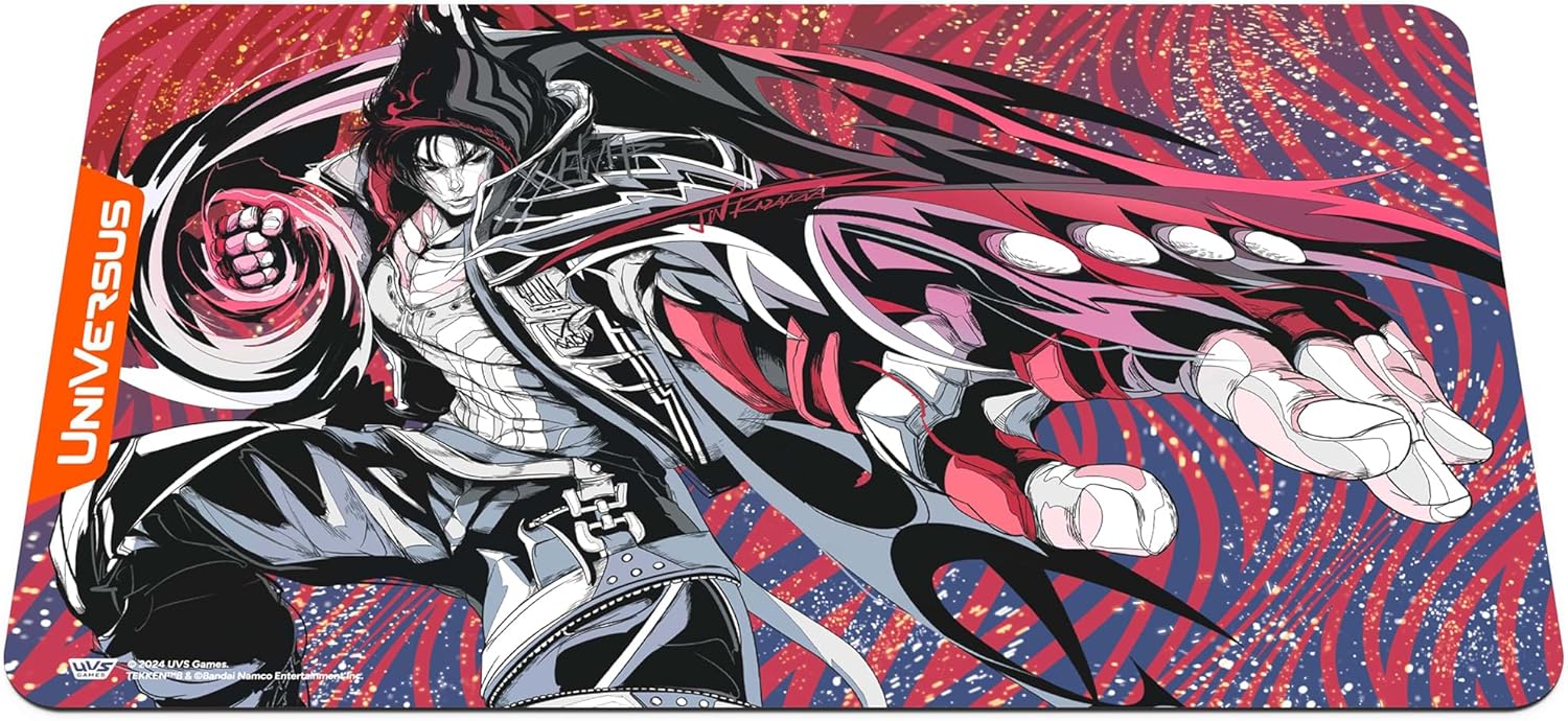 UniVersus: Tekken 8: Jin Playmat - Alfombrilla de neopreno de 24 x 14, respaldo de goma, accesorio para juegos de cartas de mesa, juegos UVS, licencia