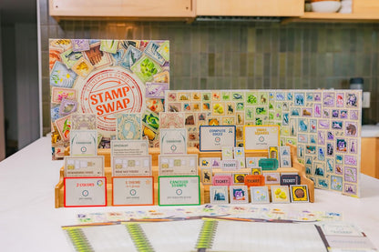 Stonemaier Games | Stamp Swap | Board Game | Ages 14+ | 1-5 Players | 20-60 Minutes Playing Time