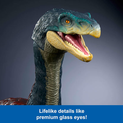Mattel Jurassic World Hammond Collection Tericinosaurio, Figura de acción de dinosaurio de 43 cm de largo con garras largas, juguete de colección para adultos y fans +8 años, HXP73