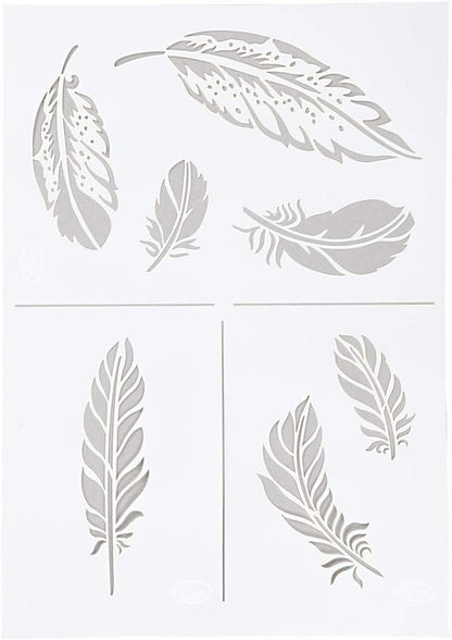 universale modello Piume Stencil Feather A4 VINTAGE squallido RICICLO CREATIVO