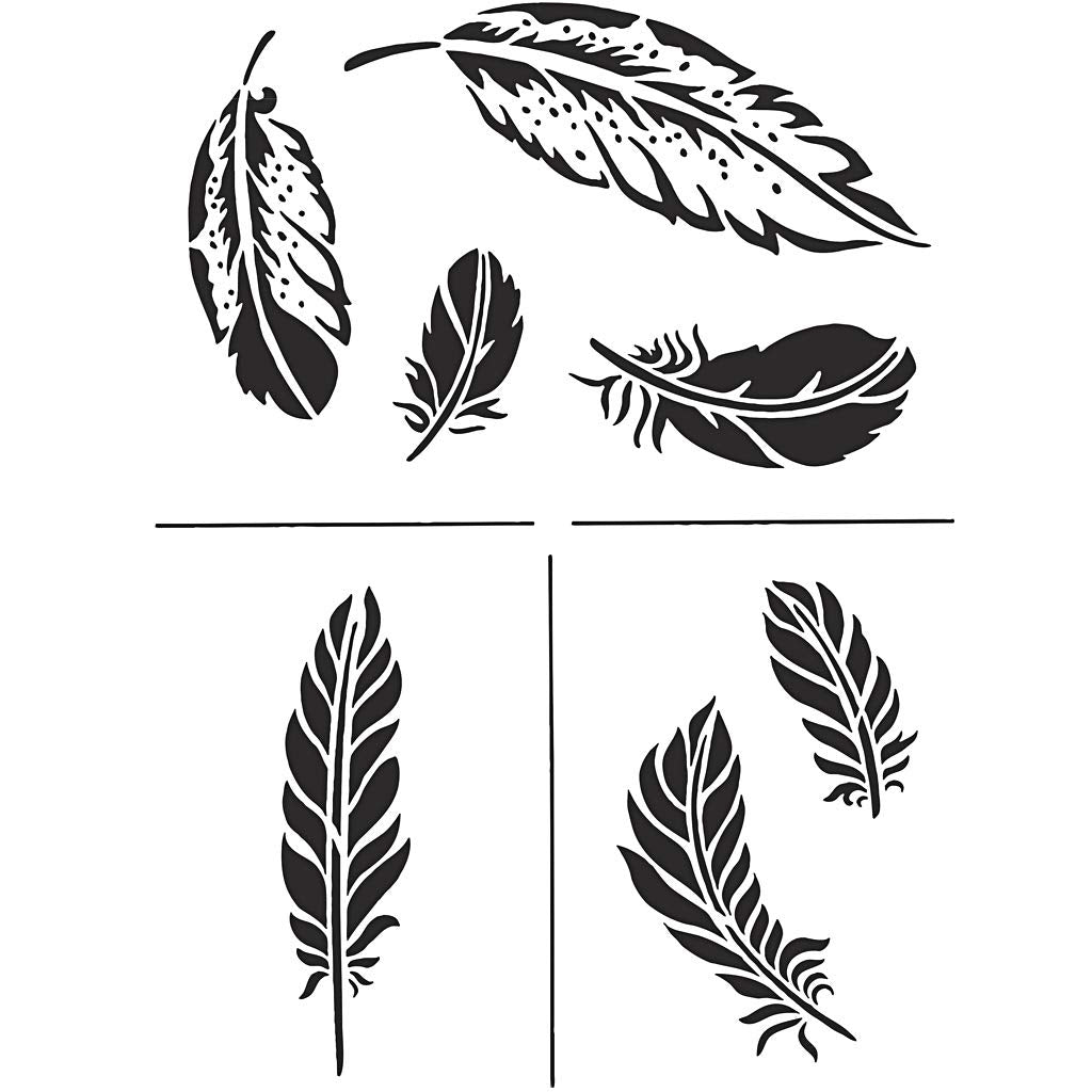 universale modello Piume Stencil Feather A4 VINTAGE squallido RICICLO CREATIVO