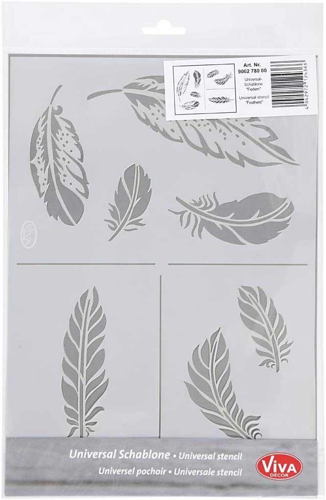 universale modello Piume Stencil Feather A4 VINTAGE squallido RICICLO CREATIVO