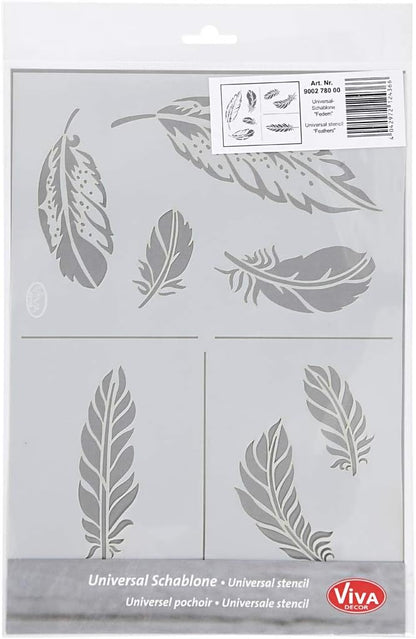 universale modello Piume Stencil Feather A4 VINTAGE squallido RICICLO CREATIVO
