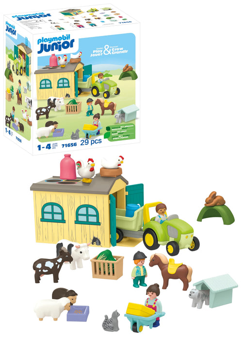 Playmobil Junior 71656 Vrolijke boerderij, duurzaam speelgoed van kunststof op plantaardige basis, speelgoed voor kinderen vanaf 12 maanden