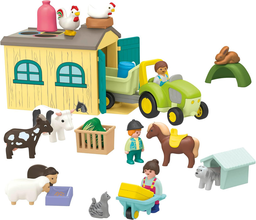 Playmobil Junior 71656 Vrolijke boerderij, duurzaam speelgoed van kunststof op plantaardige basis, speelgoed voor kinderen vanaf 12 maanden