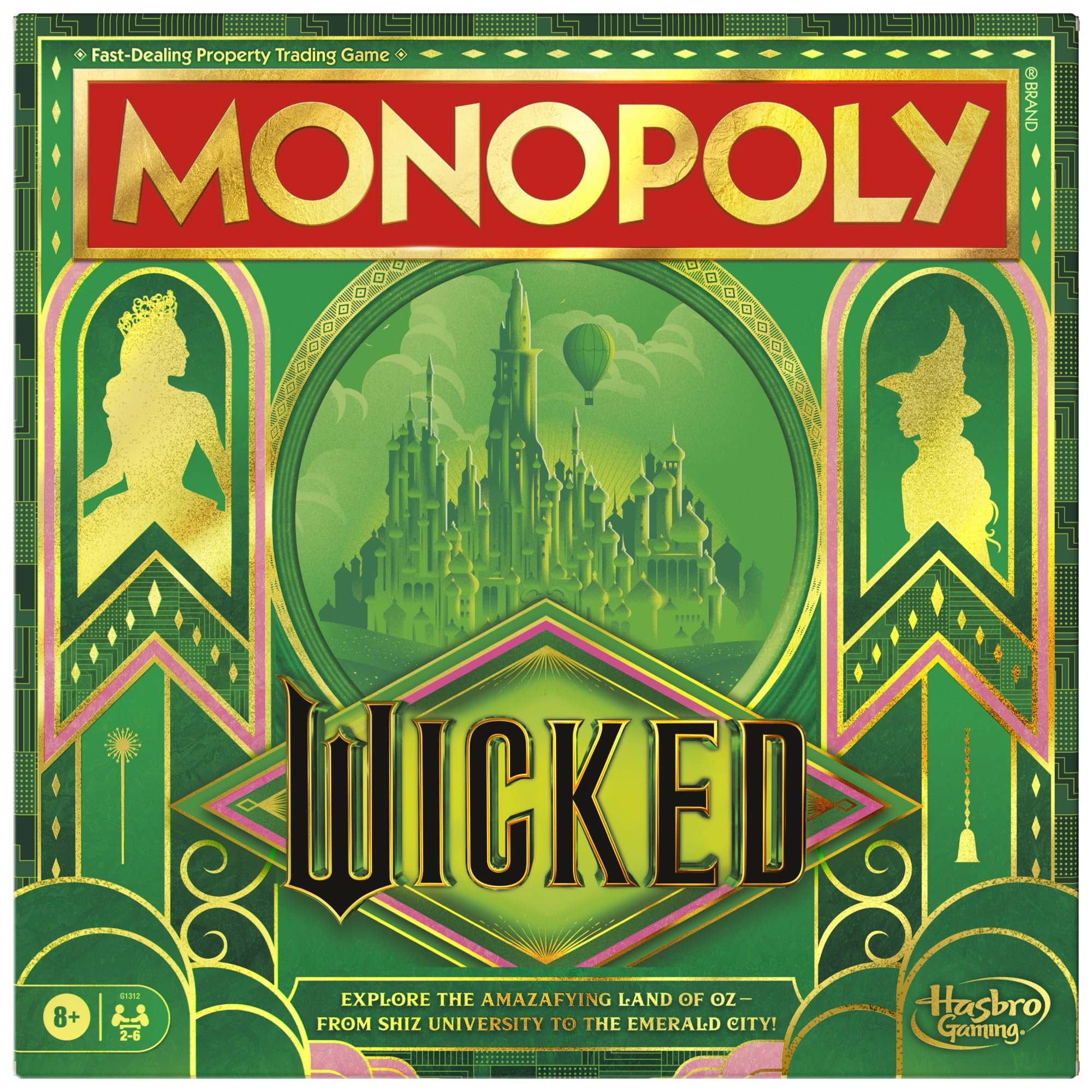 Monopoly Wicked Edition Board Game | Inspired by The Motion Picture | Ages 8+ | 2 to 6 Players | 30 Mins. | Family Games for Kids, Teens, and Adults