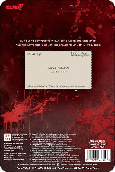 SUPER7 American Psycho Patrick Bateman (Raincoat) - 3.75" American Psycho Action Figure with Accessory Classic Movie Collectibles and Retro Toys