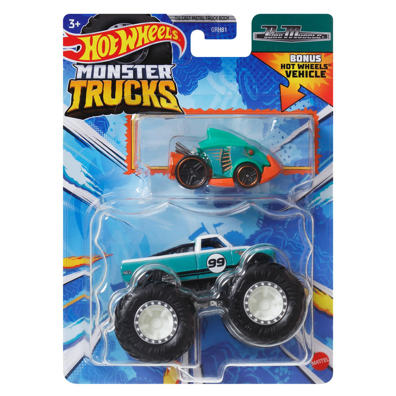 Hot Wheels Monster Trucks Toy Vehicle Truck Invader + Dragon Blaster for Kids Ages 3 and Up