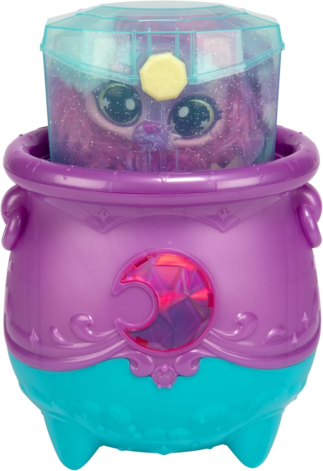 Magic Mixies Magical Gem Surprise Cauldron, With New Shimmer Eyes! Reveal an Mixie Plushie from the Fizzing Cauldron and Discover 2 Magical Lunar Gem Surprises!