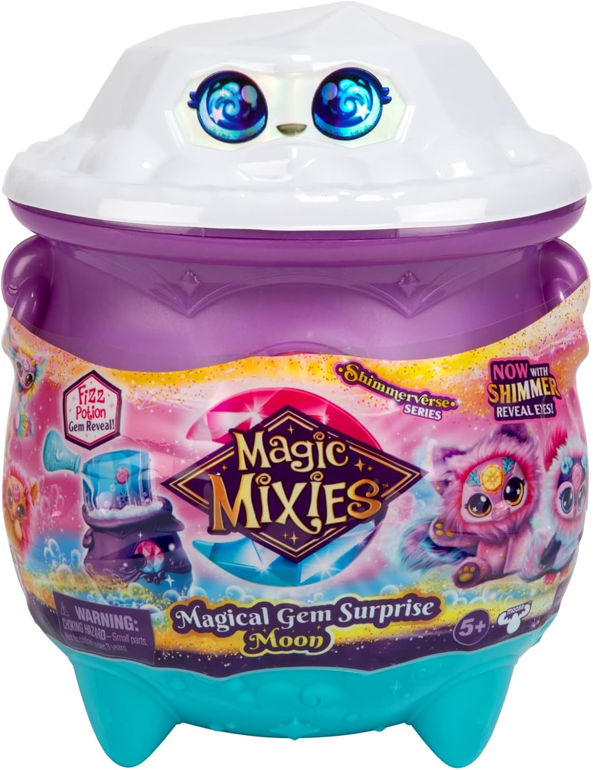 Magic Mixies Magical Gem Surprise Cauldron, With New Shimmer Eyes! Reveal an Mixie Plushie from the Fizzing Cauldron and Discover 2 Magical Lunar Gem Surprises!
