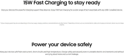 Samsung Galaxy Official 15W Adaptive Fast Charger (with USB-C to C Data Cable), White