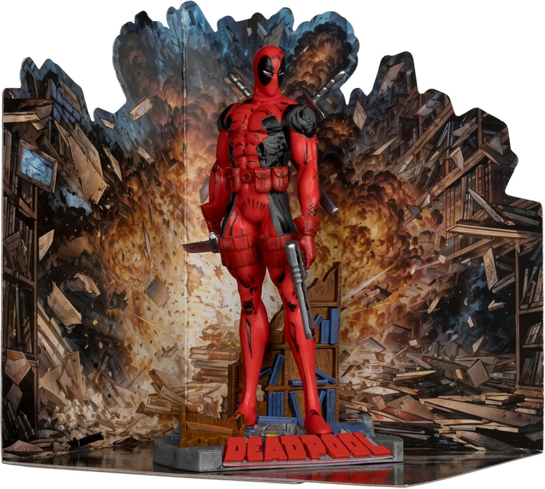 McFarlane Toys - Marvel Deadpool Posierte Figur im Maßstab 1:10 mit Szene (The New Mutants #98
