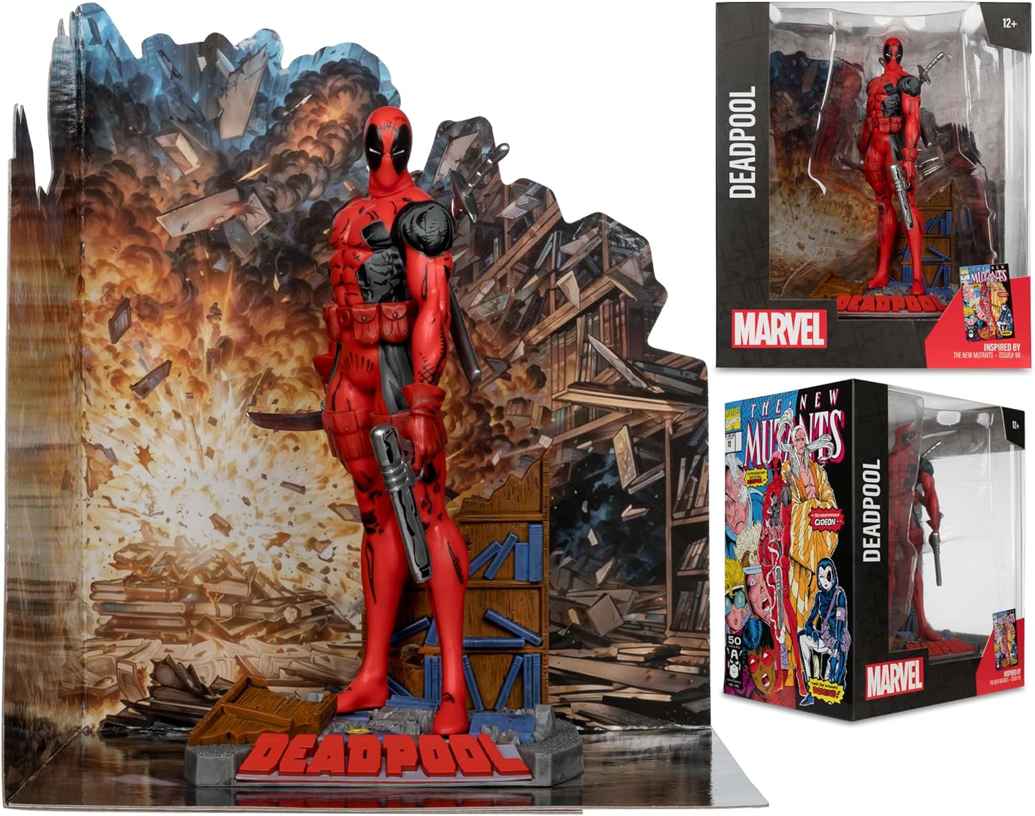 McFarlane Toys - Marvel Deadpool Posierte Figur im Maßstab 1:10 mit Szene (The New Mutants #98