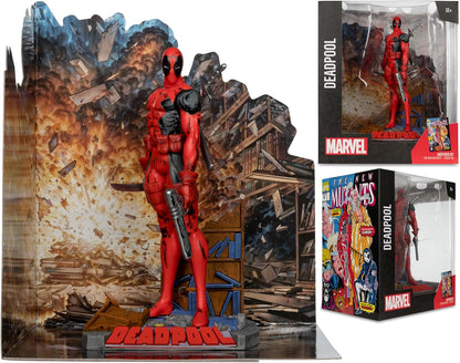 McFarlane Toys - Marvel Deadpool Posierte Figur im Maßstab 1:10 mit Szene (The New Mutants #98