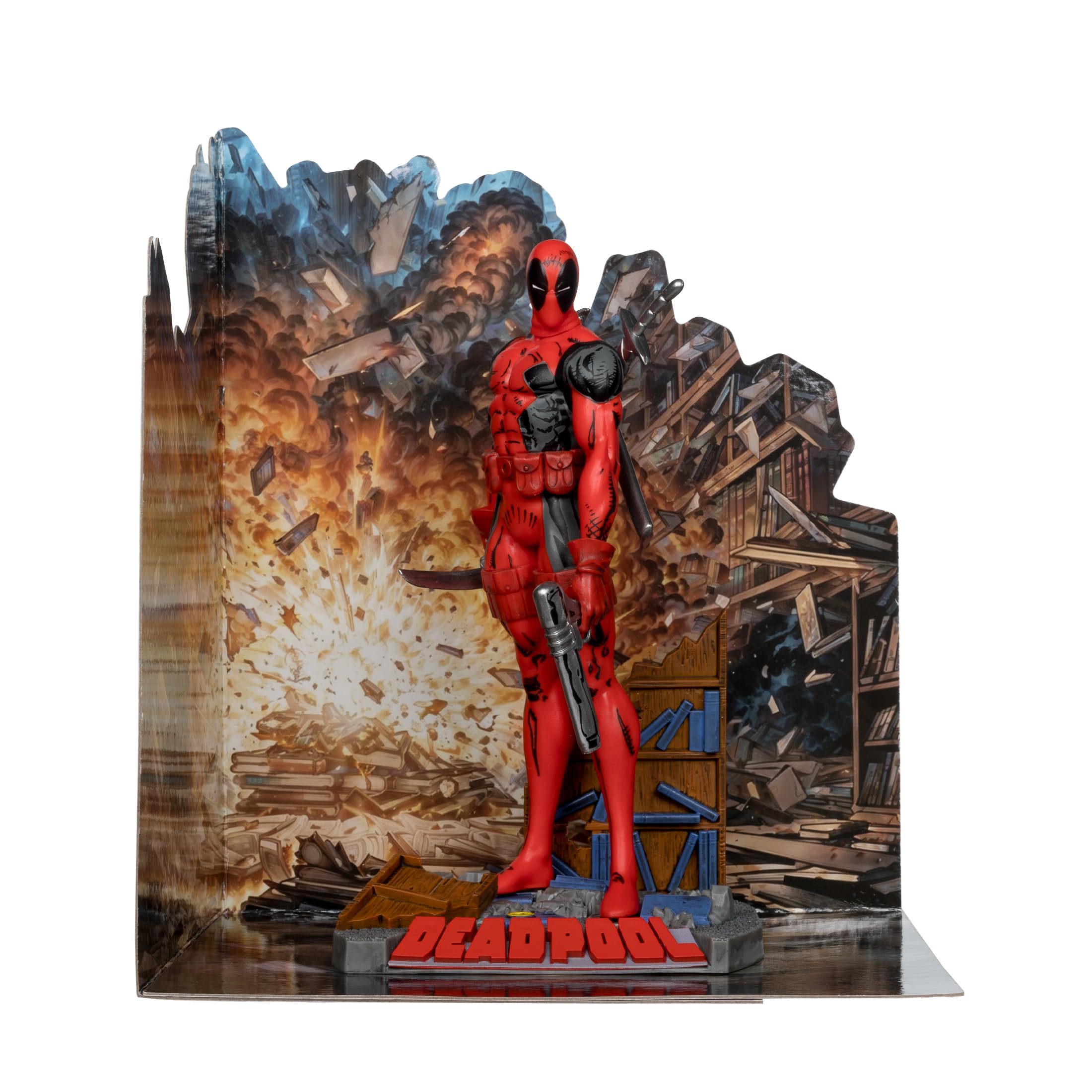 McFarlane Toys - Marvel Deadpool Posierte Figur im Maßstab 1:10 mit Szene (The New Mutants #98