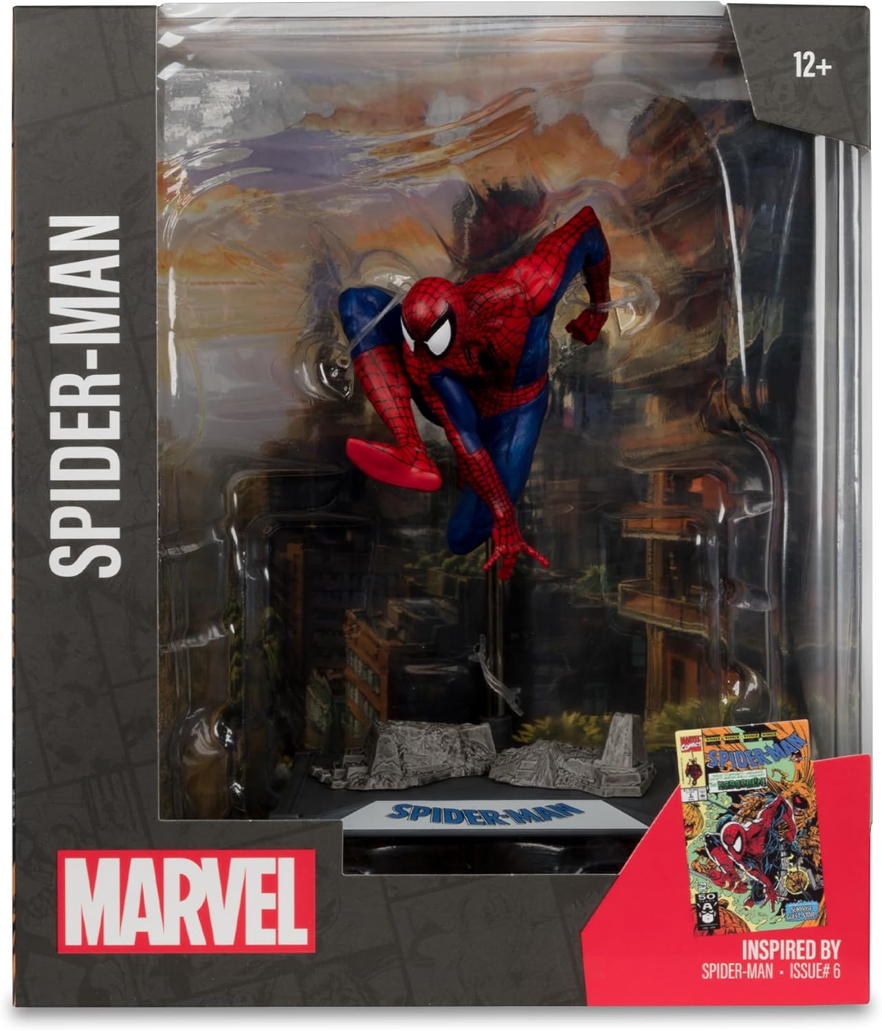 McFarlane Toys - Marvel Spider-Man Posierte Figur im Maßstab 1:10 mit Szene (Spider-Man #6