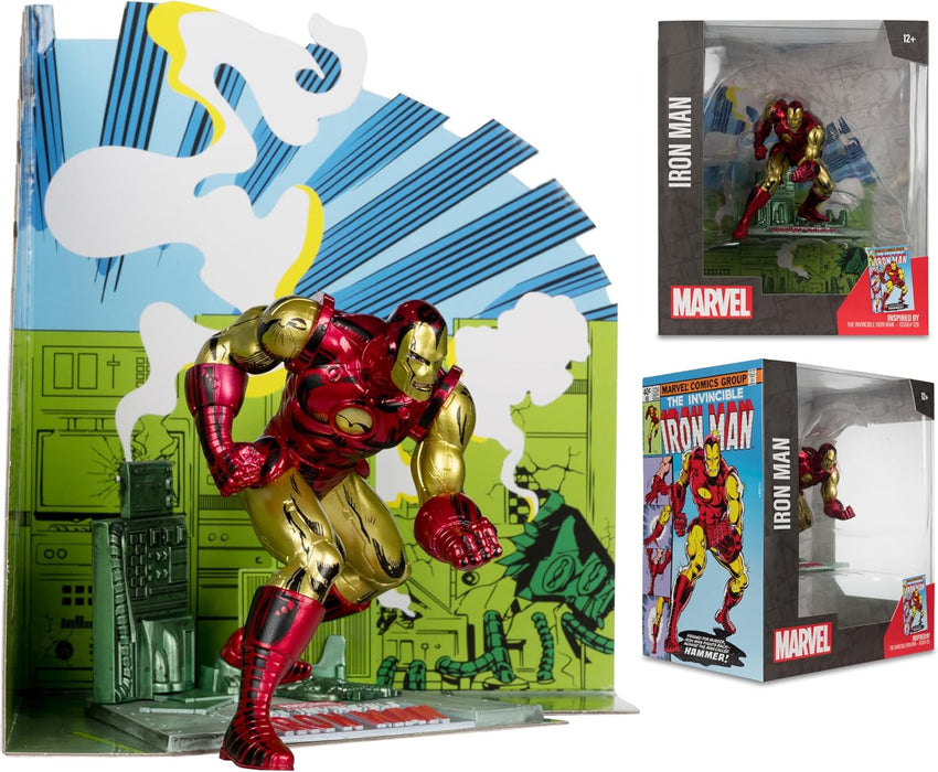 McFarlane Toys - Marvel Iron Man Posed Figur im Massstab 1:10 mit Szene (The Invincible Iron Man 126