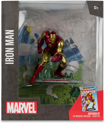 McFarlane Toys - Marvel Iron Man Posed Figur im Massstab 1:10 mit Szene (The Invincible Iron Man 126